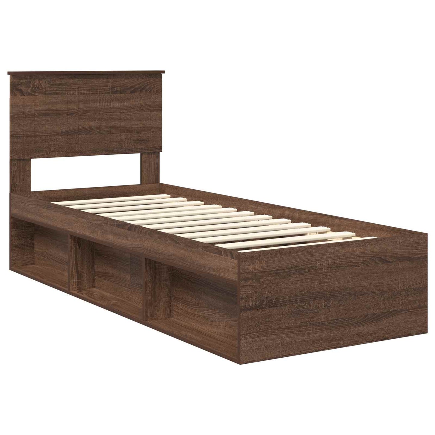 Sengestamme med hodegjerde Brun Eik 75 x 190 cm Massiv furu