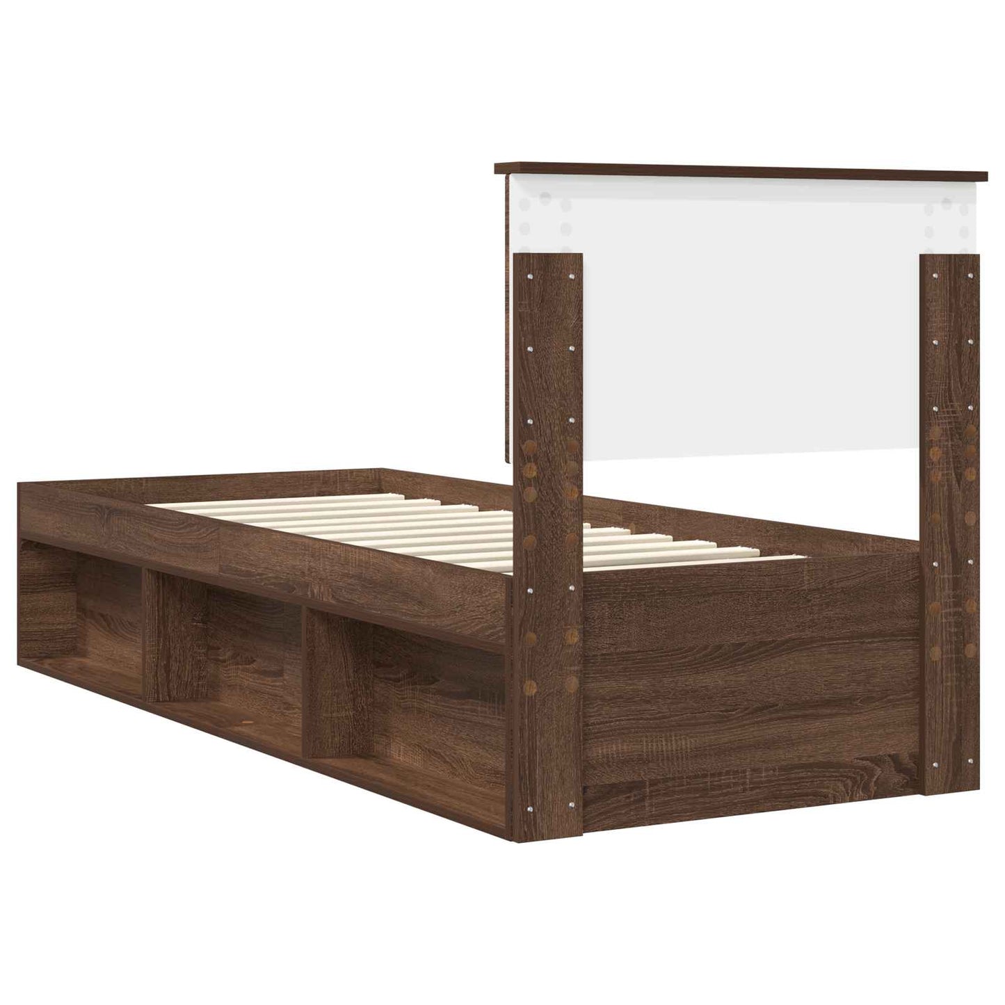 Sengestamme med hodegjerde Brun Eik 75 x 190 cm Massiv furu