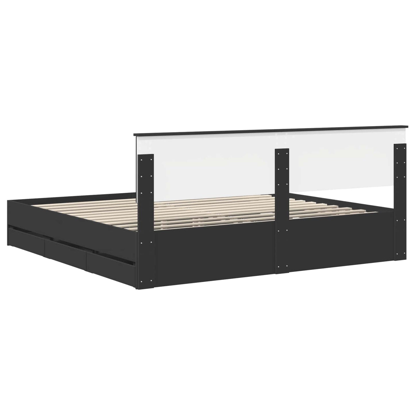 Sengestamme med skuff Svart 200 x 200 cm Ingeniørtre