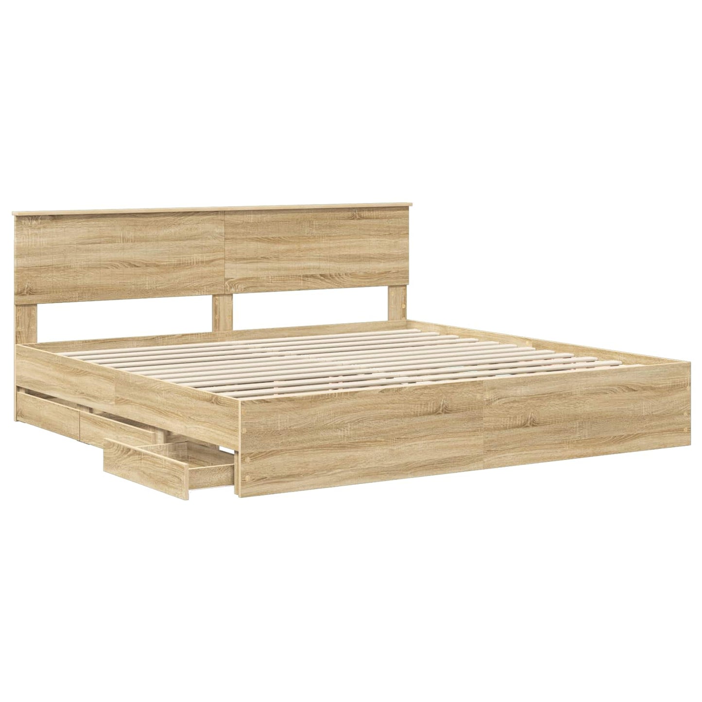 Sengestamme med skuff Sonoma eik 200 x 200 cm Ingeniørtre