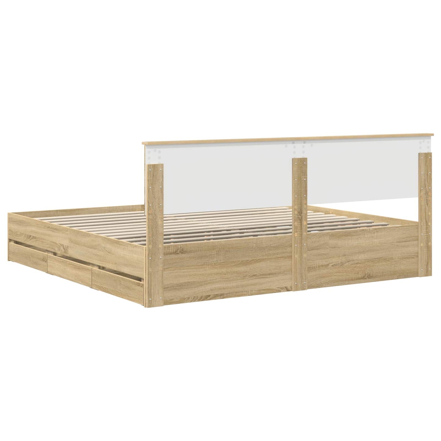 Sengestamme med skuff Sonoma eik 200 x 200 cm Ingeniørtre