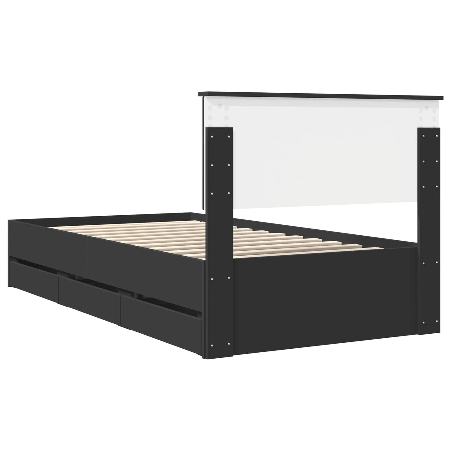 Sengestamme med skuff Svart 100 x 200 cm Ingeniørtre