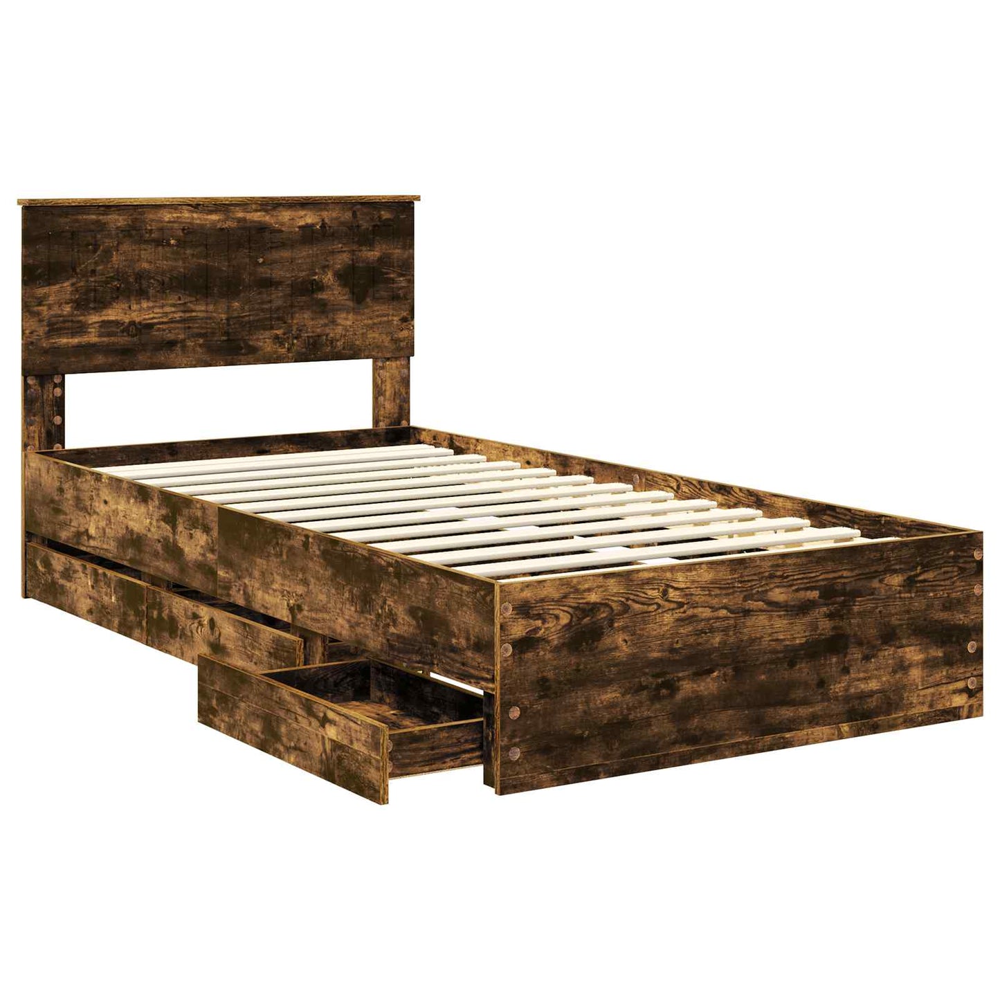 Sengestamme med skuff Røkt eik 100 x 200 cm Ingeniørtre