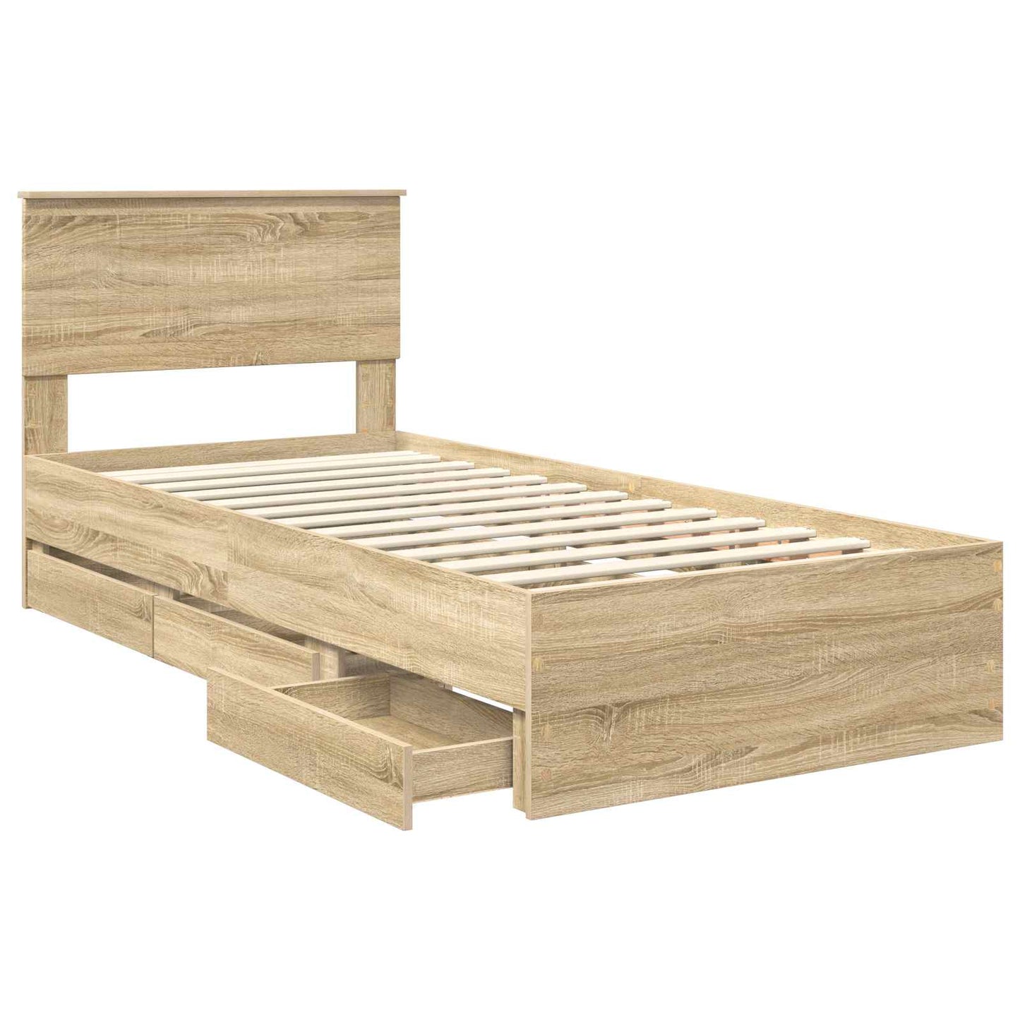 Sengestamme med skuff Sonoma eik 90 x 200 cm Ingeniørtre