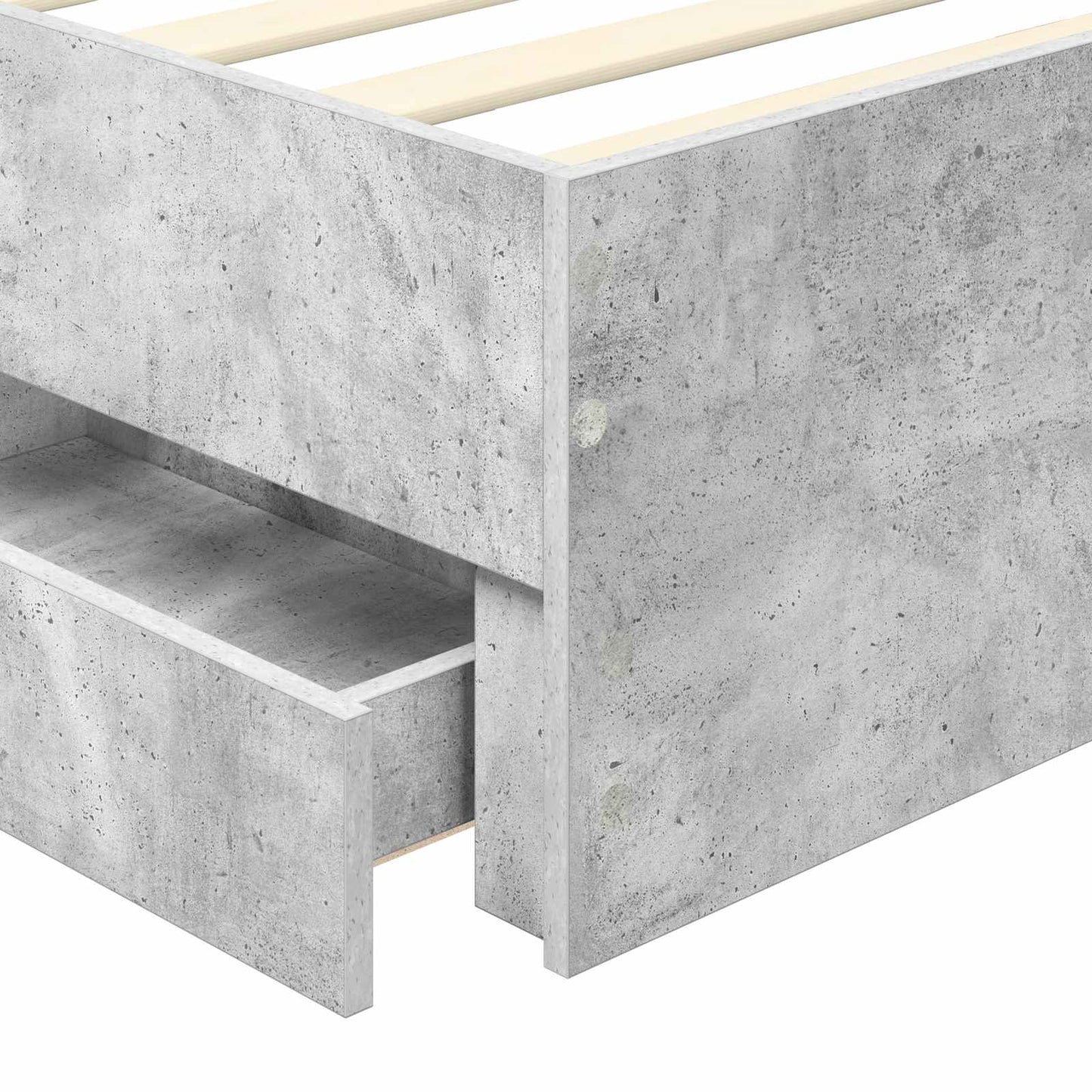 Sengestamme med skuff Betonggrå 90 x 200 cm Ingeniørtre