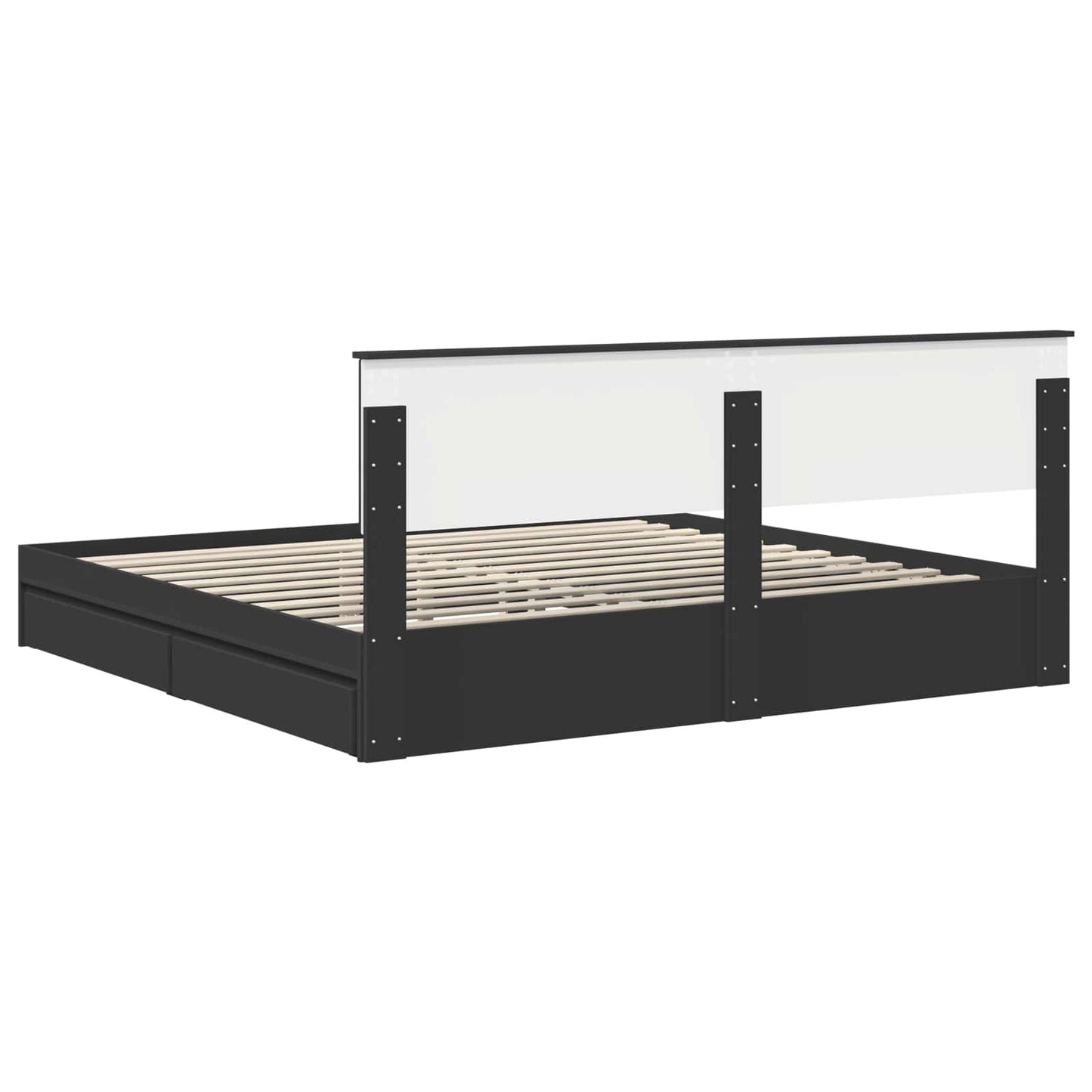 Seng med Oppbevaring Svart 200 x 200 cm Konstruert tre