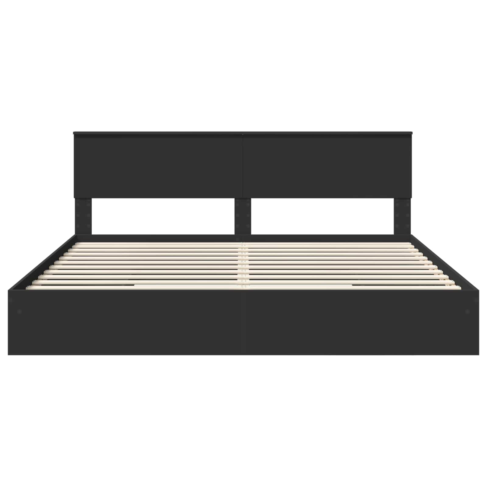 Seng med Oppbevaring Svart 200 x 200 cm Konstruert tre
