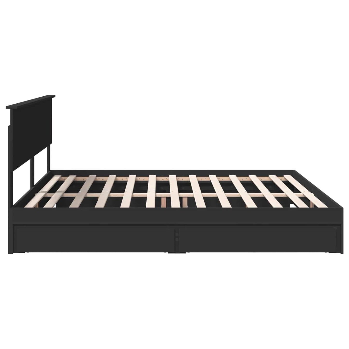 Seng med Oppbevaring Svart 200 x 200 cm Konstruert tre