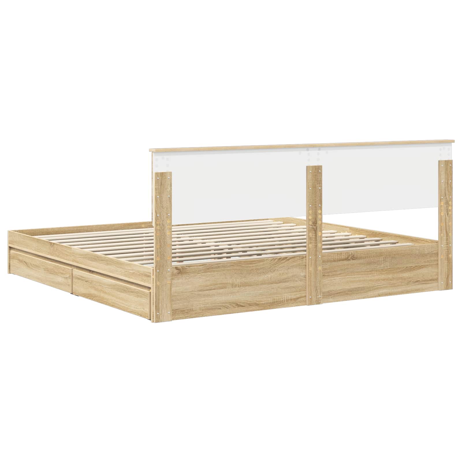 Seng med Oppbevaring Sonoma eik 200 x 200 cm Konstruert tre