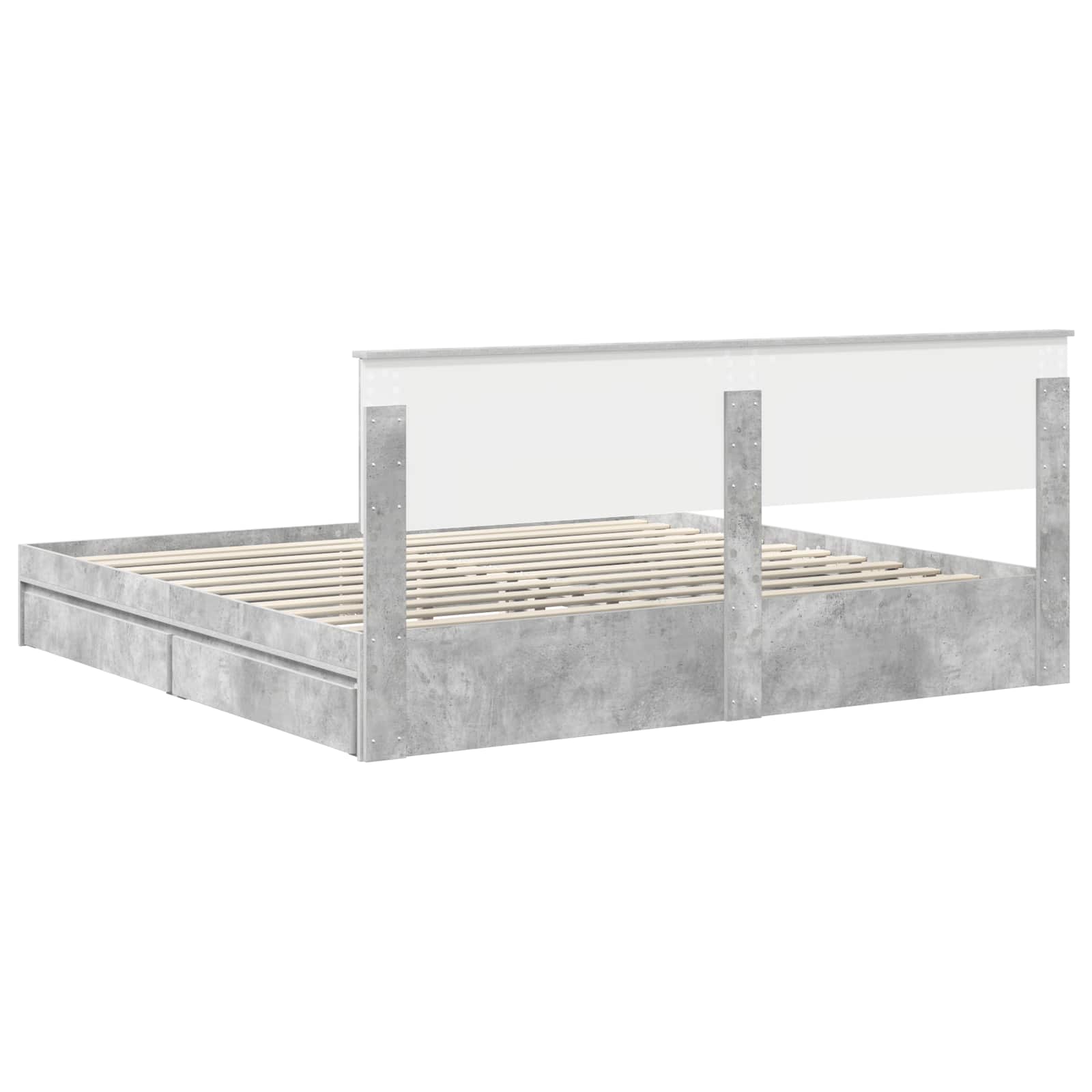 Seng med Oppbevaring Betonggrå 200 x 200 cm Konstruert tre
