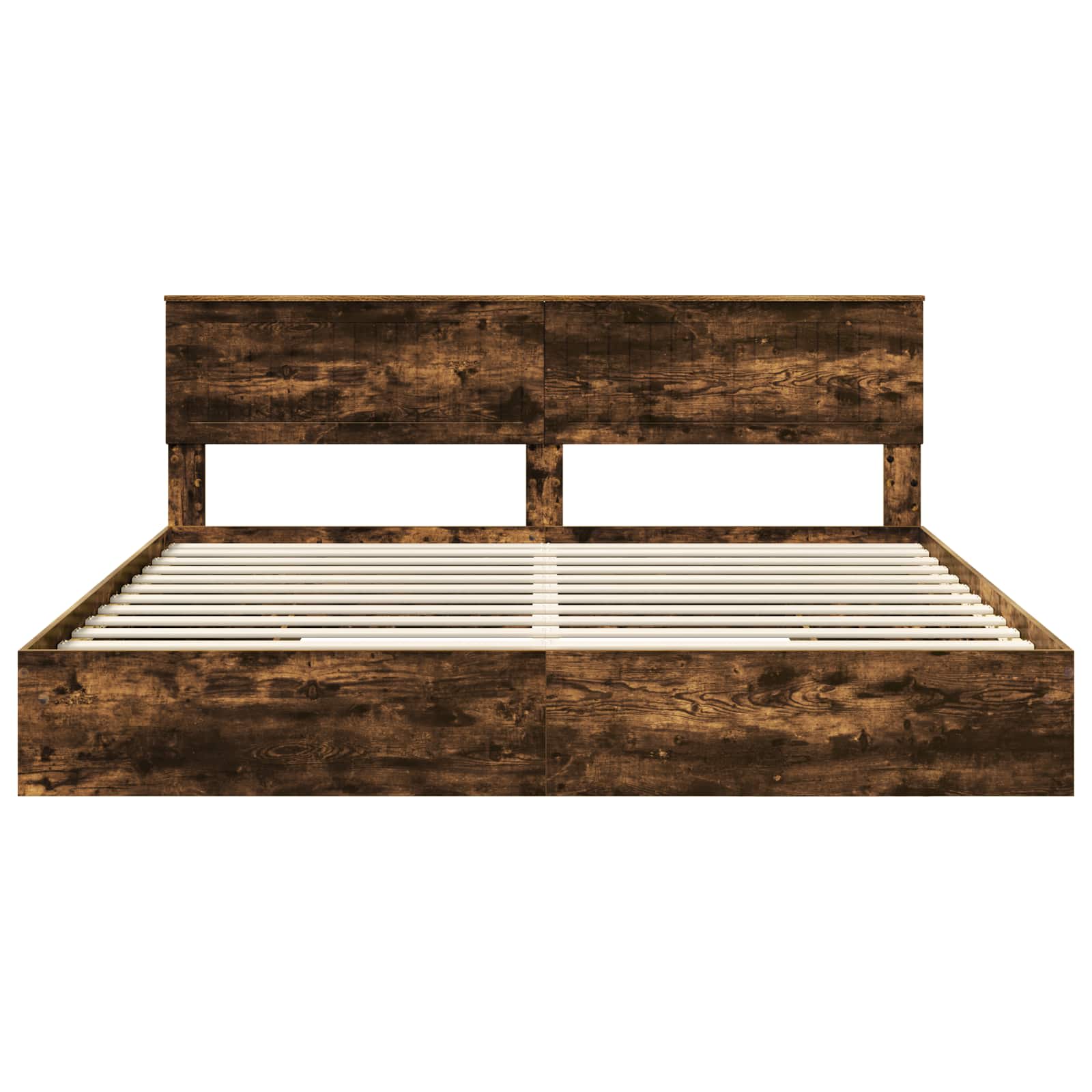 Seng med Oppbevaring Røkt eik 200 x 200 cm Konstruert tre