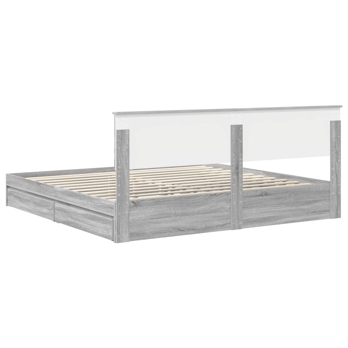 Seng med Oppbevaring Grå Sonoma 200 x 200 cm Konstruert tre