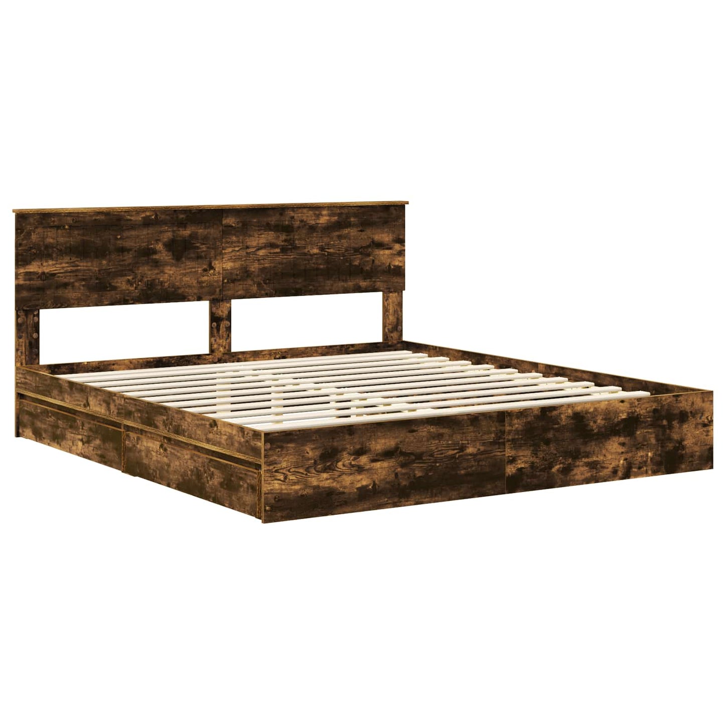Seng med Oppbevaring Røkt eik 180 x 200 cm Konstruert tre