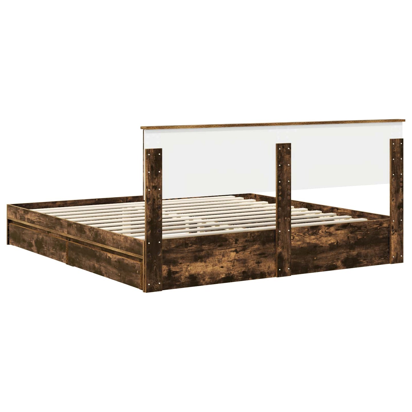 Seng med Oppbevaring Røkt eik 180 x 200 cm Konstruert tre