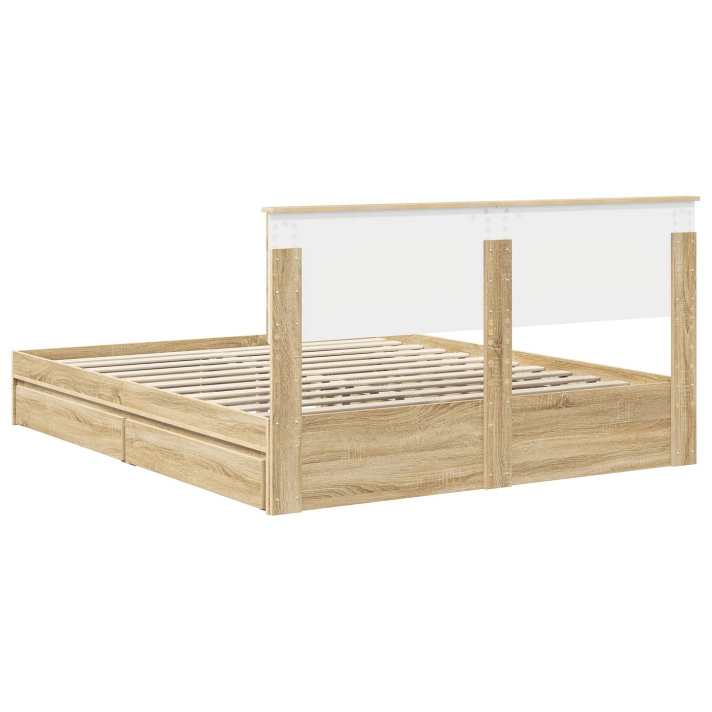 Seng med Oppbevaring Sonoma eik 160 x 200 cm Konstruert tre
