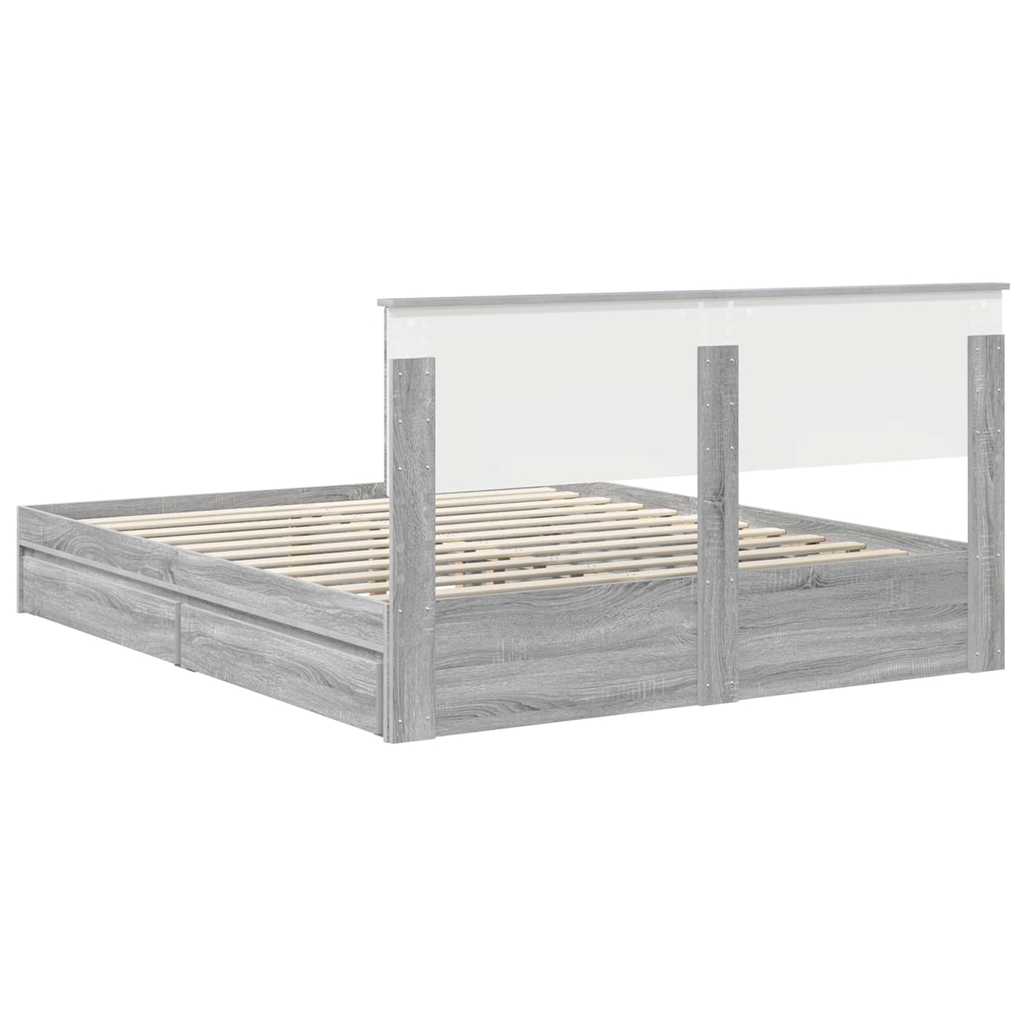 Seng med Oppbevaring Grå Sonoma 160 x 200 cm Konstruert tre