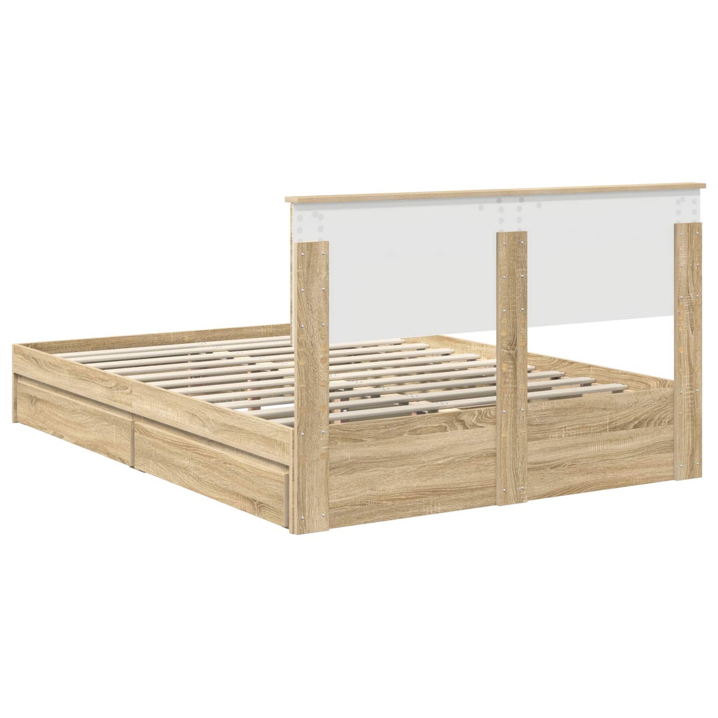 Seng med Oppbevaring Sonoma eik 140 x 200 cm Konstruert tre