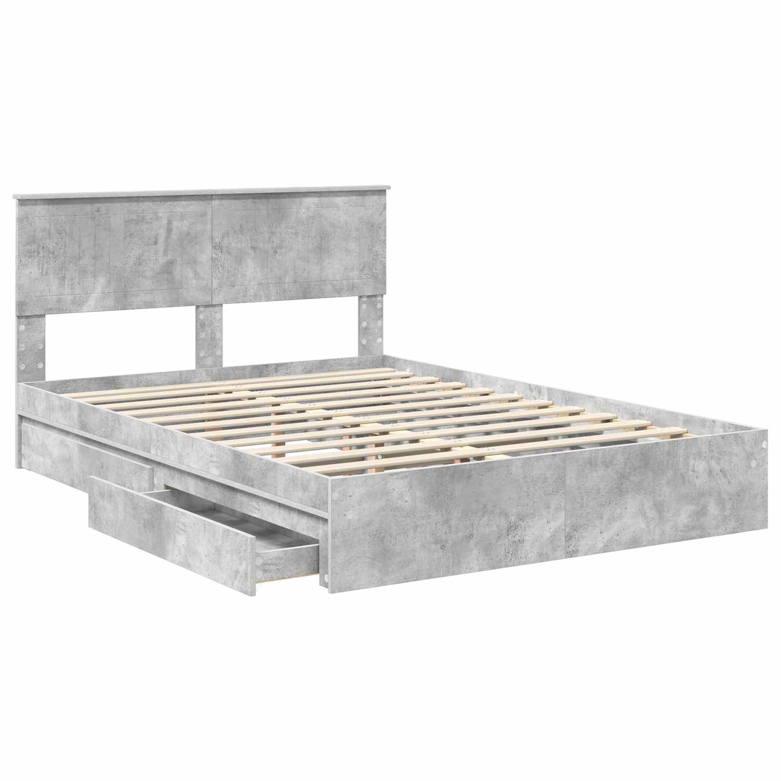 Seng med Oppbevaring Betonggrå 140 x 190 cm Konstruert tre