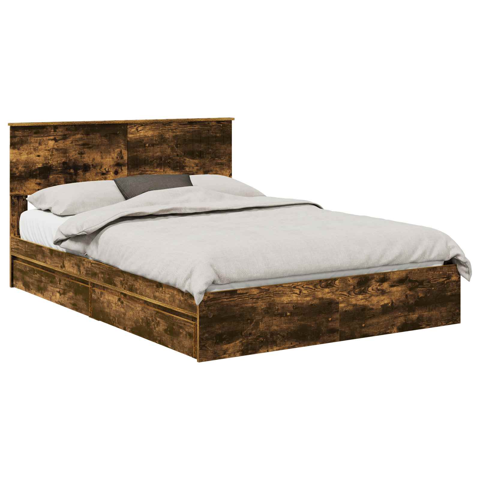 Seng med Oppbevaring Røkt eik 140 x 190 cm Konstruert tre