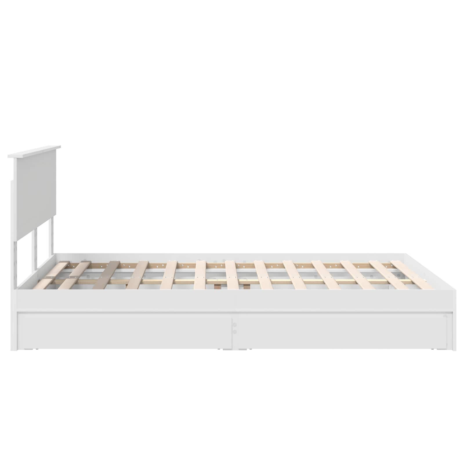 Seng med Oppbevaring med skuff Hvit 135 x 190 cm Konstruert tre