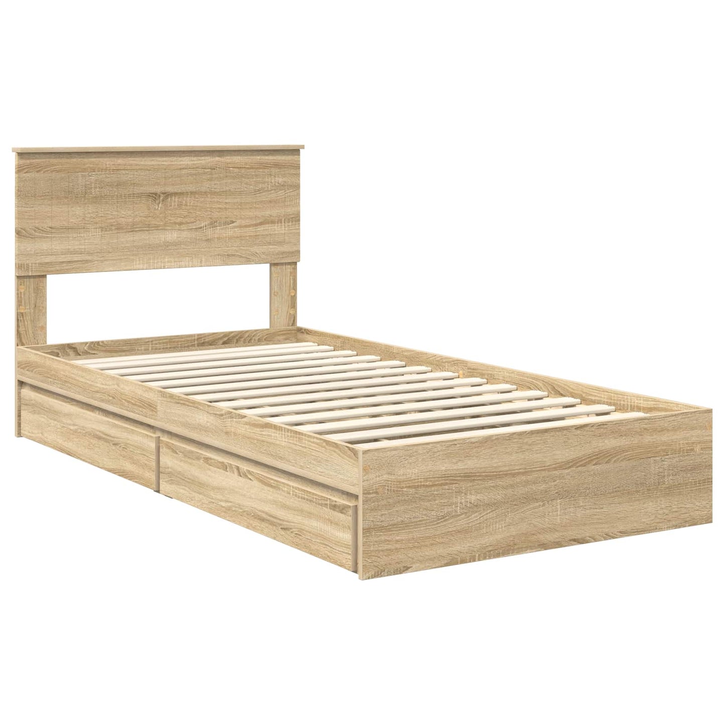 Seng med Oppbevaring Sonoma eik 100 x 200 cm Konstruert tre