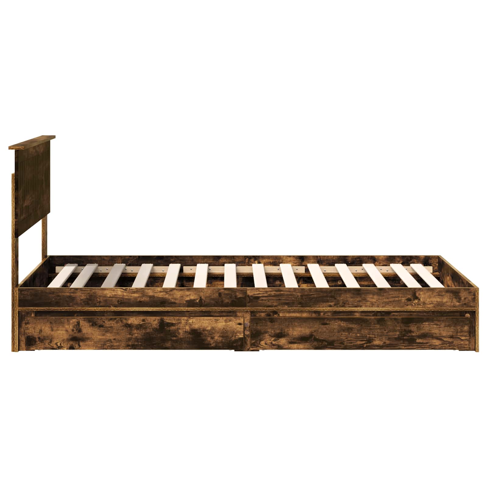 Seng med Oppbevaring Røkt eik 100 x 200 cm Konstruert tre