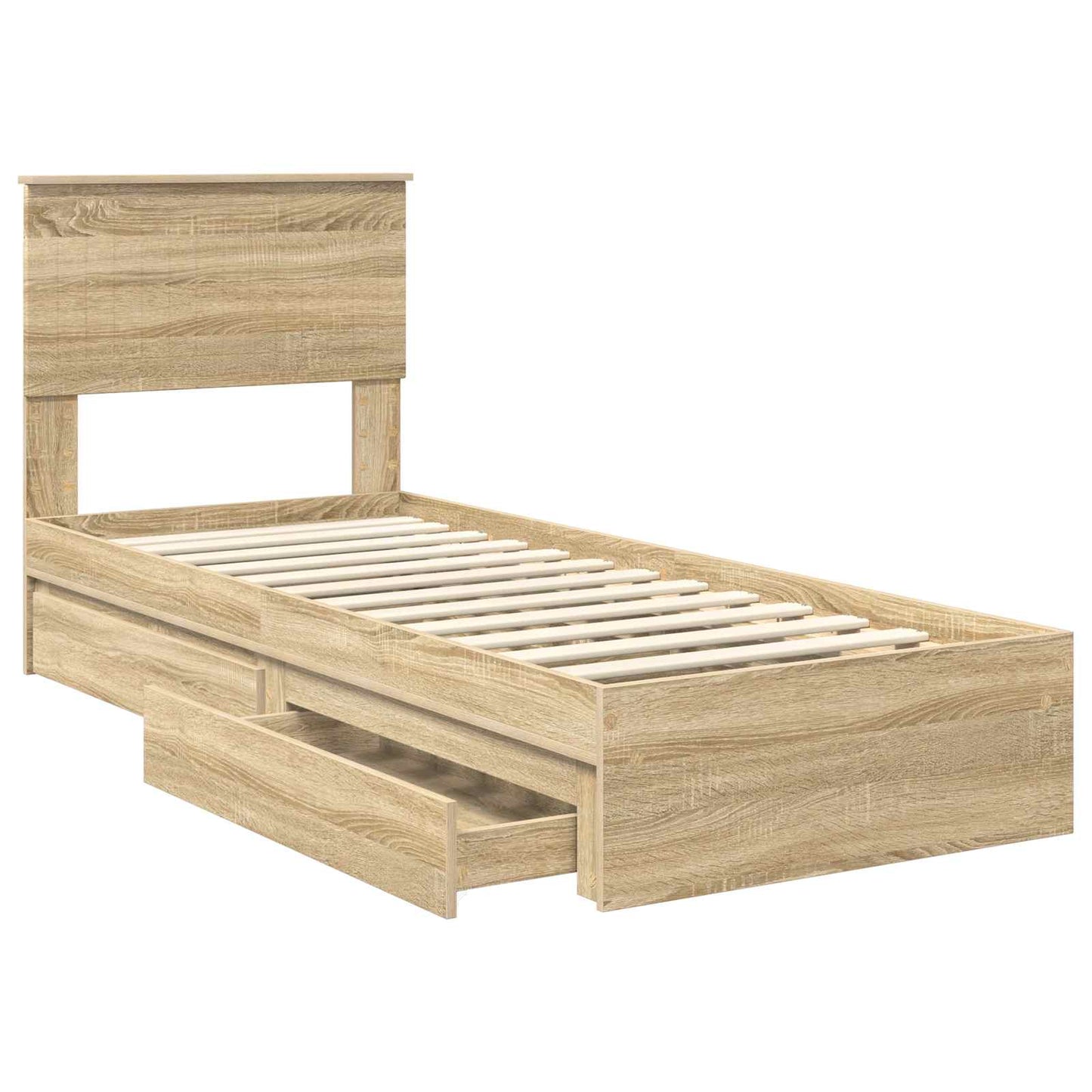 Seng med Oppbevaring Sonoma eik 75 x 190 cm Konstruert tre