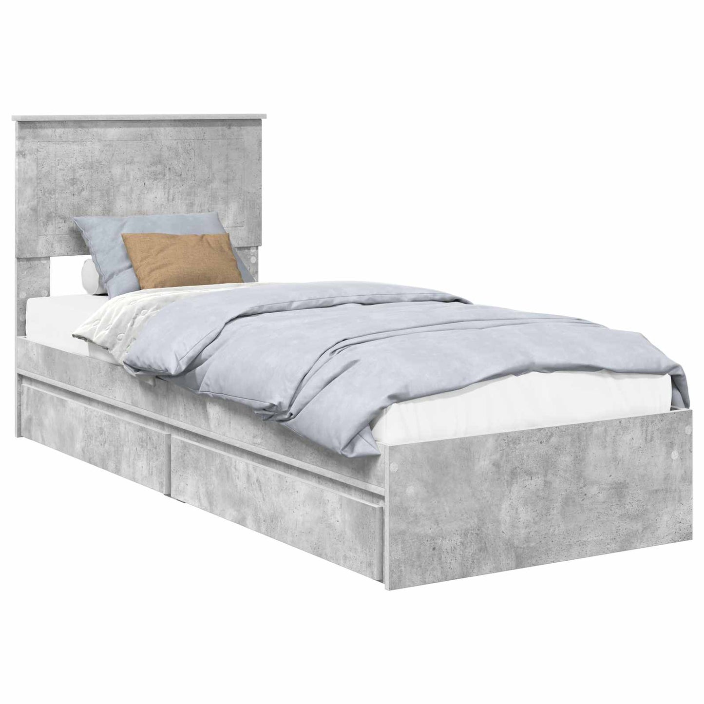 Seng med Oppbevaring Betonggrå 75 x 190 cm Konstruert tre