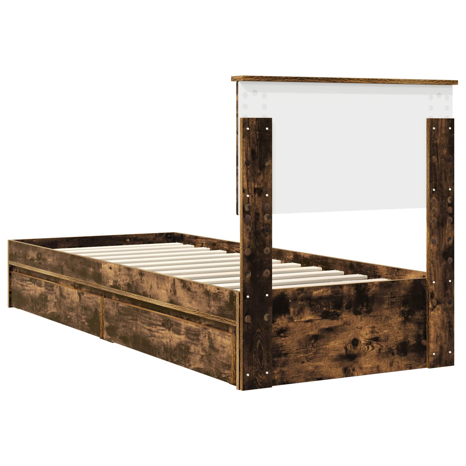 Seng med Oppbevaring Røkt eik 75 x 190 cm Konstruert tre