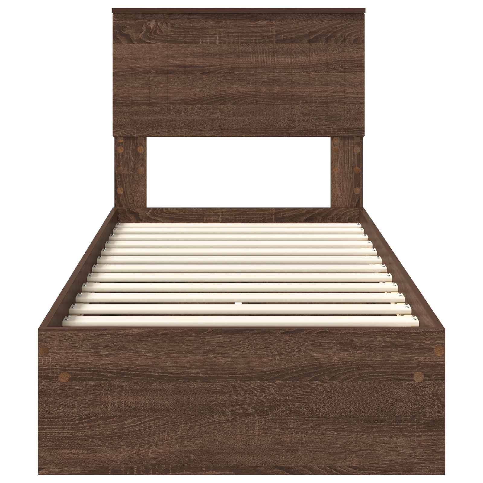 Seng med Oppbevaring Brun Eik 75 x 190 cm Konstruert tre