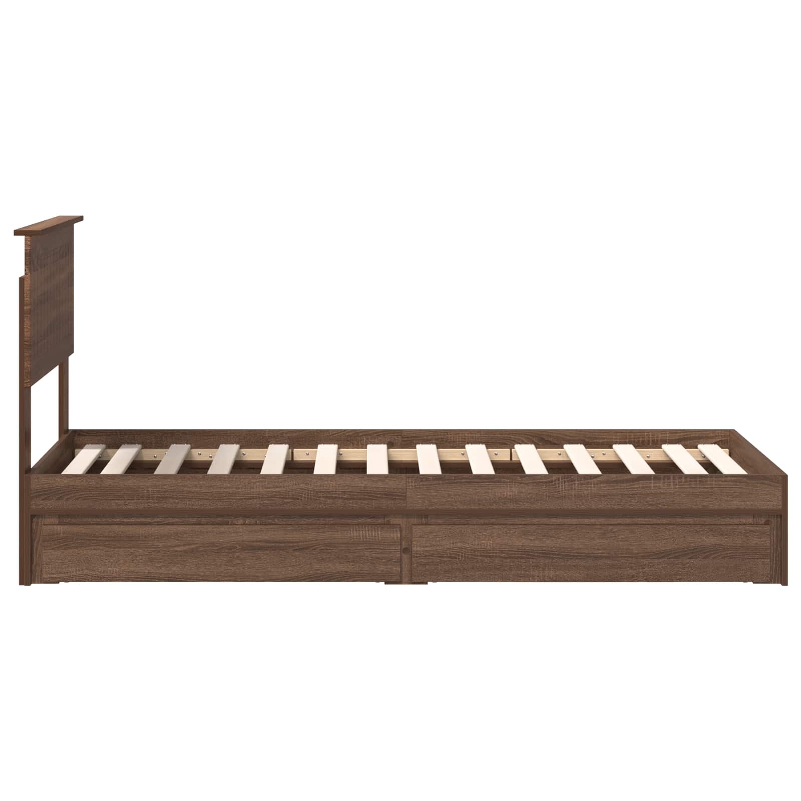 Seng med Oppbevaring Brun Eik 75 x 190 cm Konstruert tre
