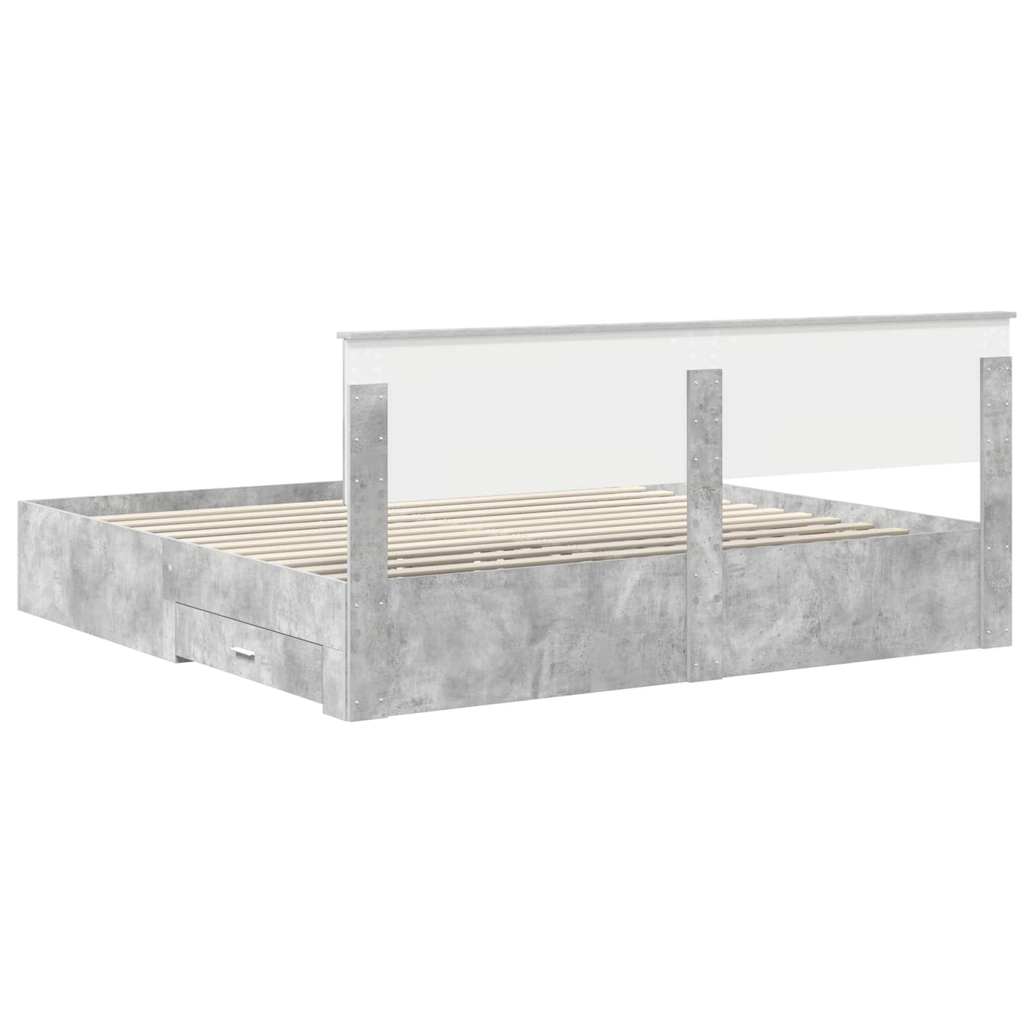Sengestamme med skuff Betonggrå 200 x 200 cm Konstruert tre