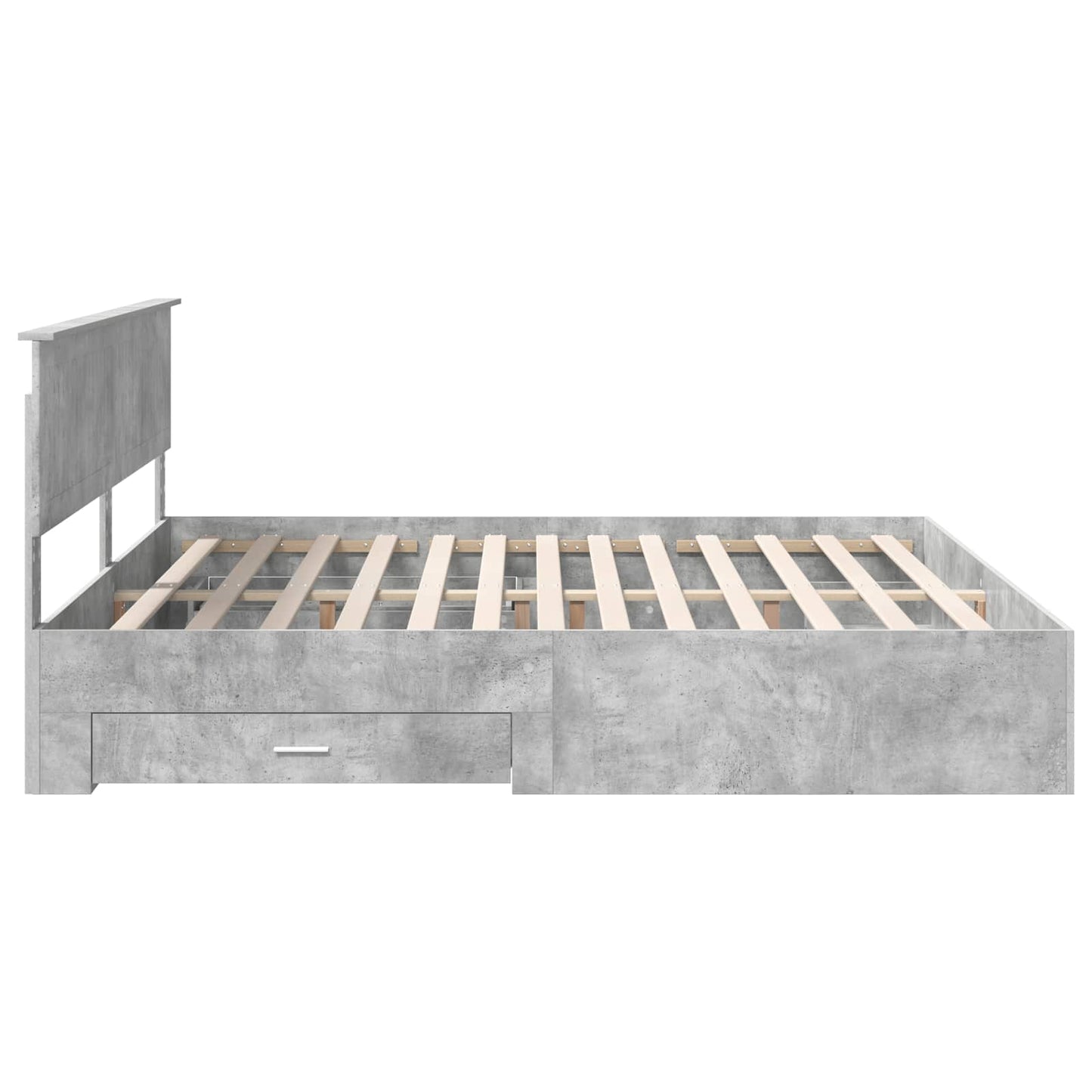 Sengestamme med skuff Betonggrå 200 x 200 cm Konstruert tre