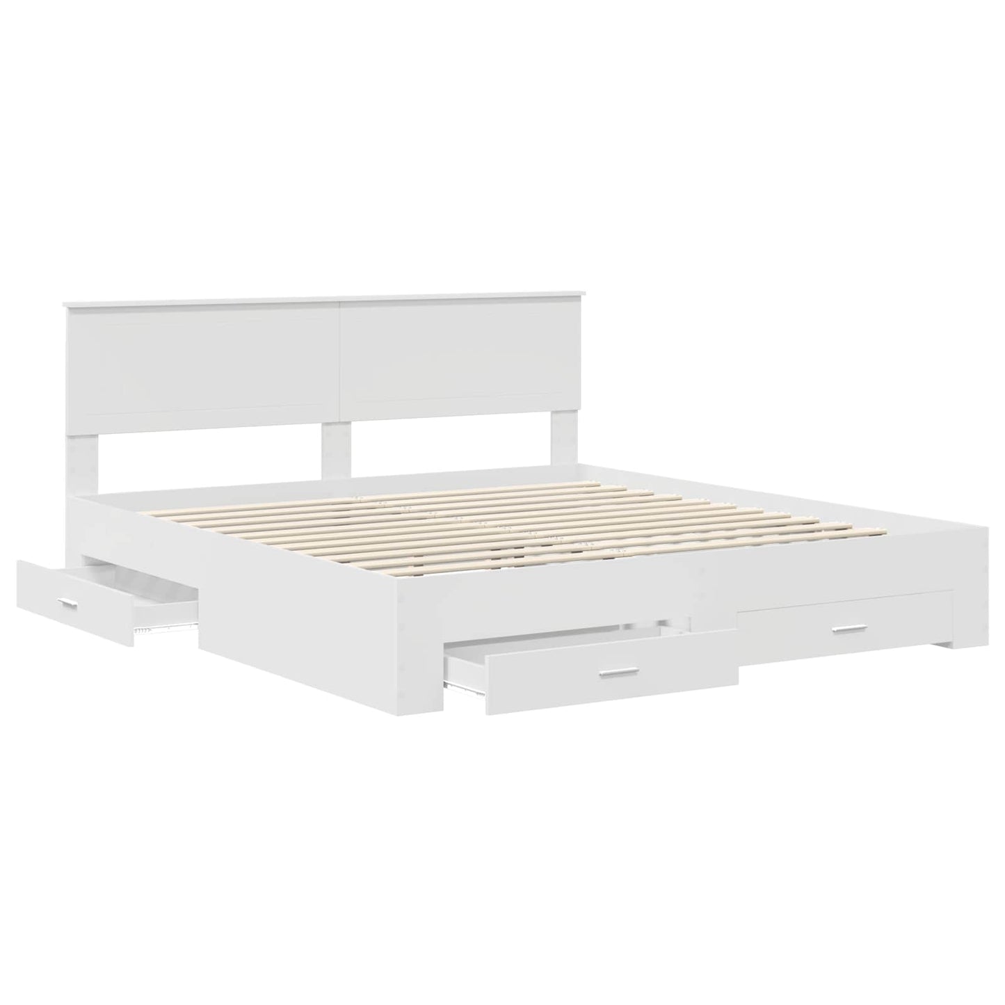 Sengestamme med skuff Hvit 180 x 200 cm Konstruert tre