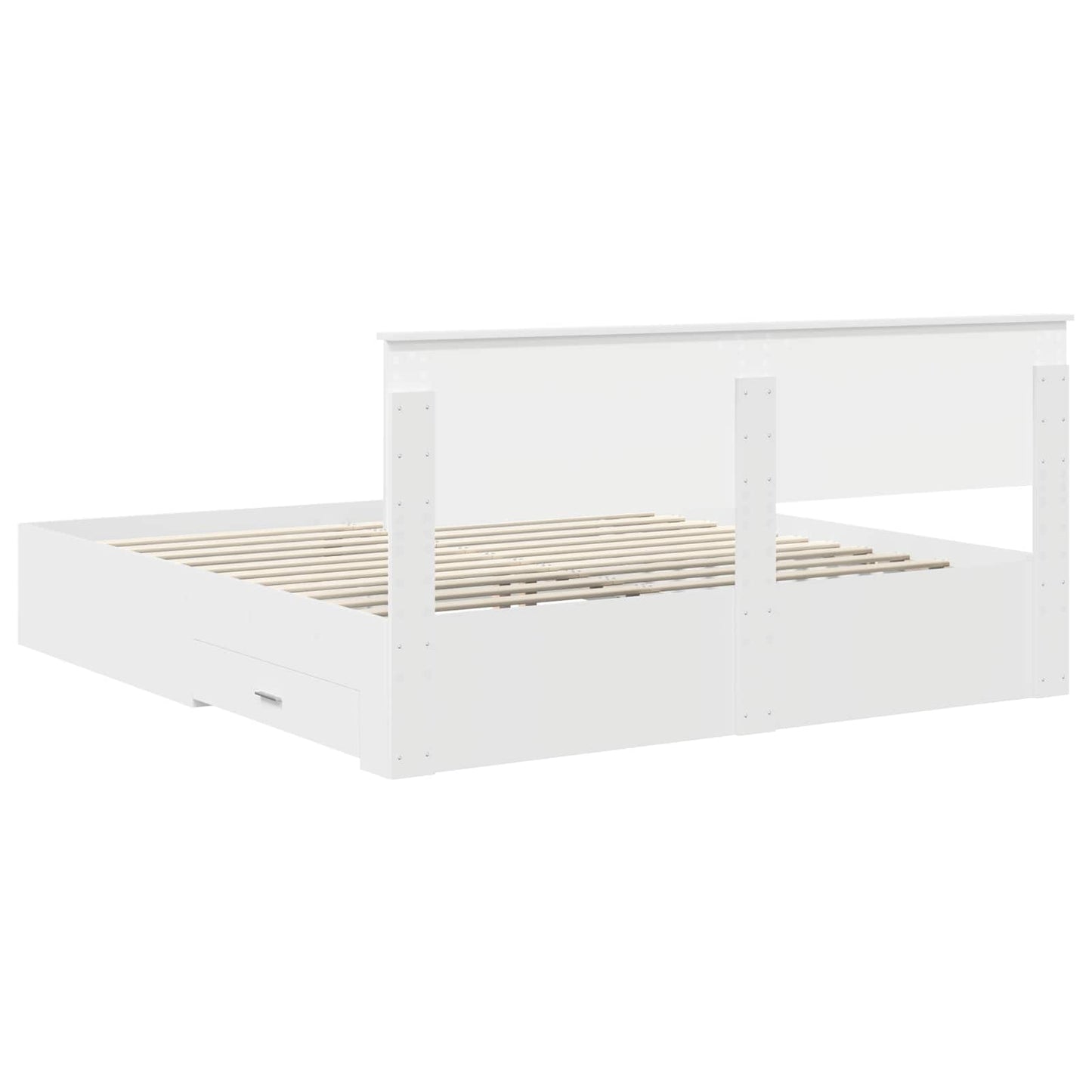 Sengestamme med skuff Hvit 180 x 200 cm Konstruert tre