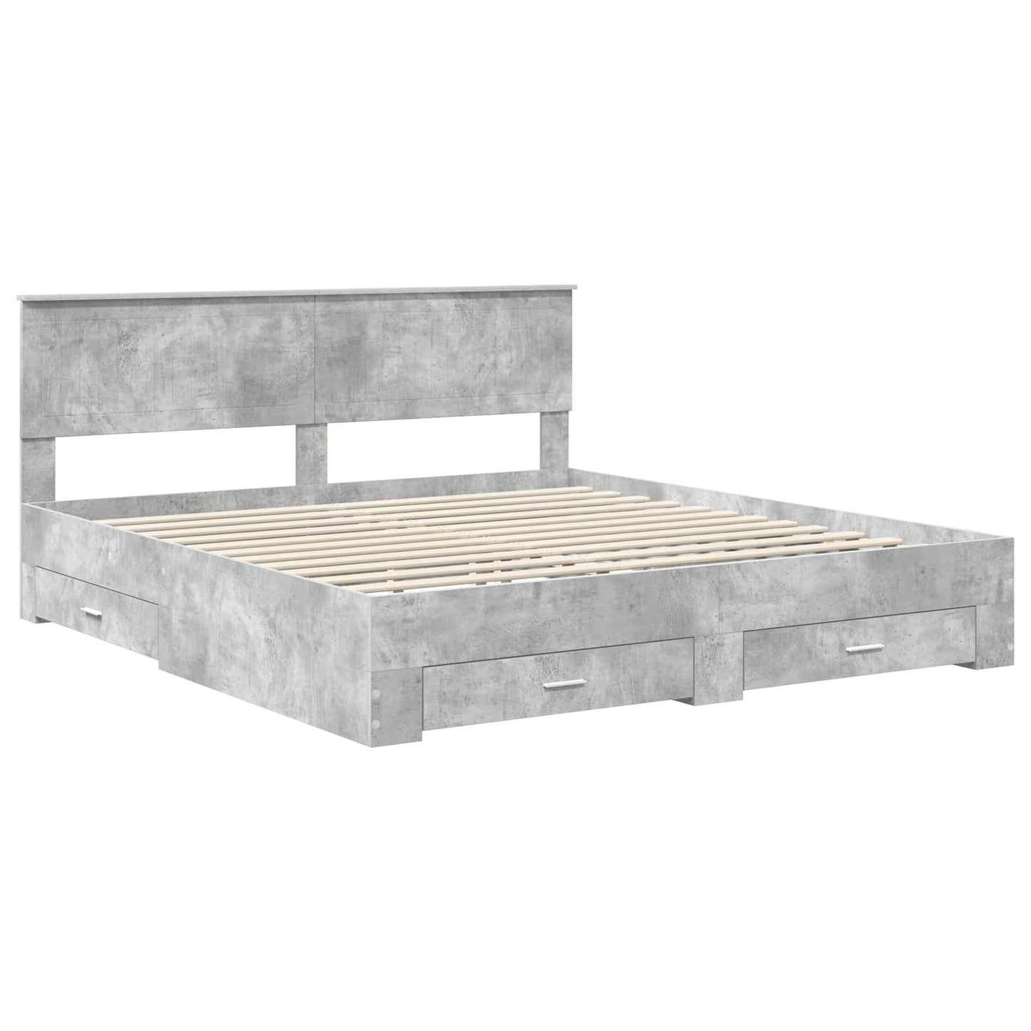 Sengestamme med skuff Betonggrå 180 x 200 cm Konstruert tre