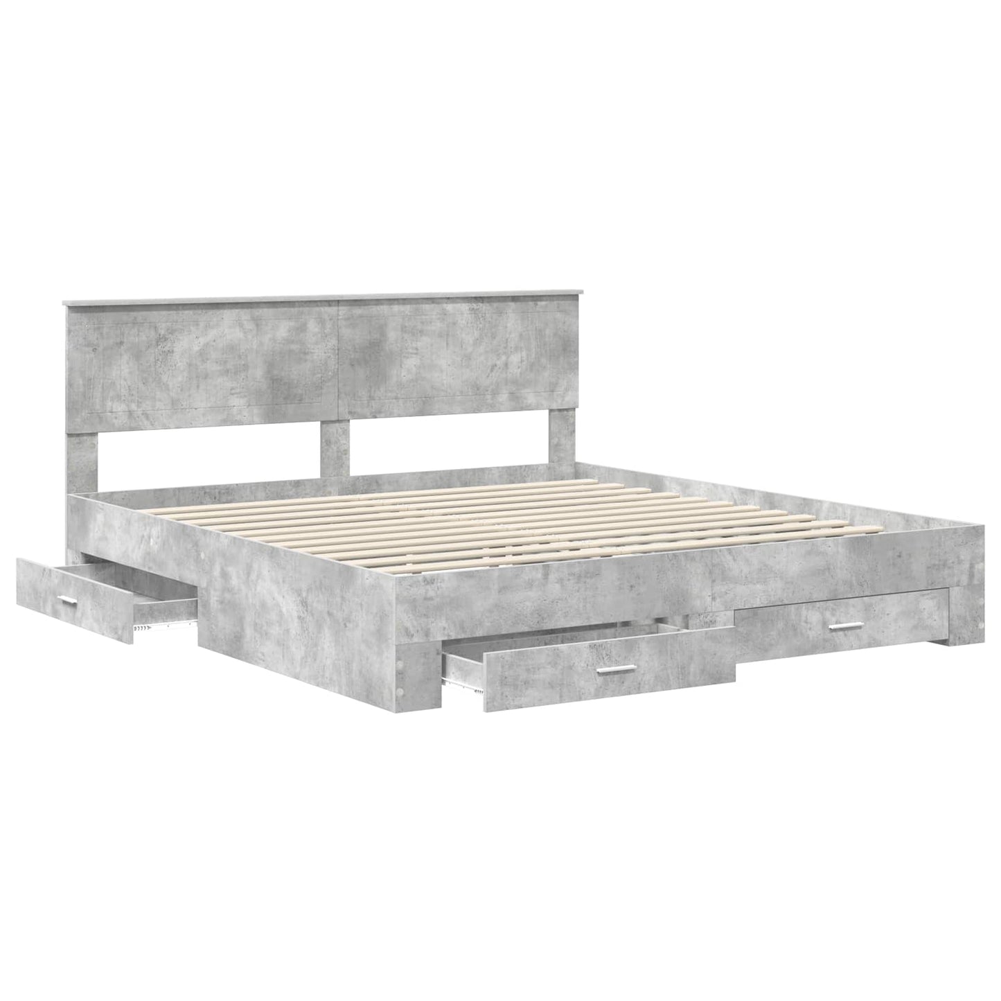 Sengestamme med skuff Betonggrå 180 x 200 cm Konstruert tre