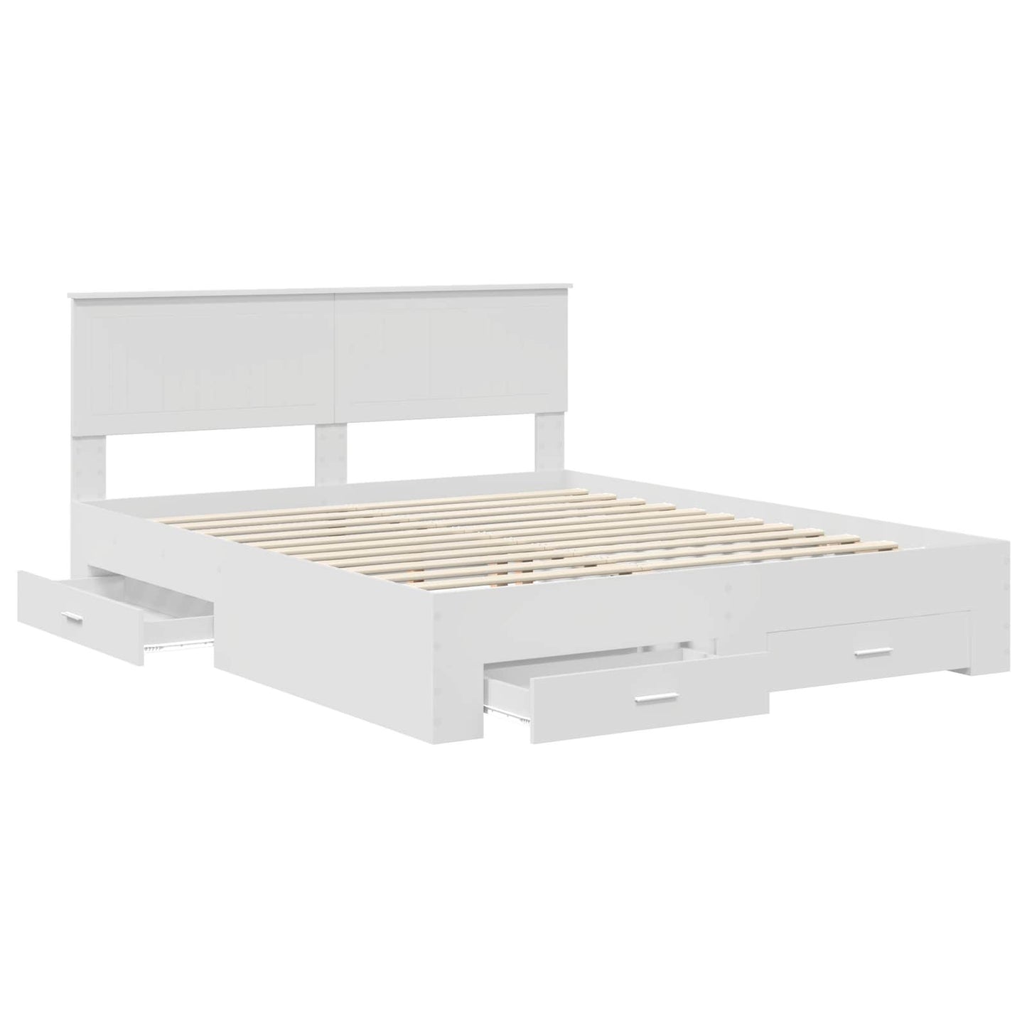Sengestamme med skuff Hvit 160 x 200 cm Konstruert tre