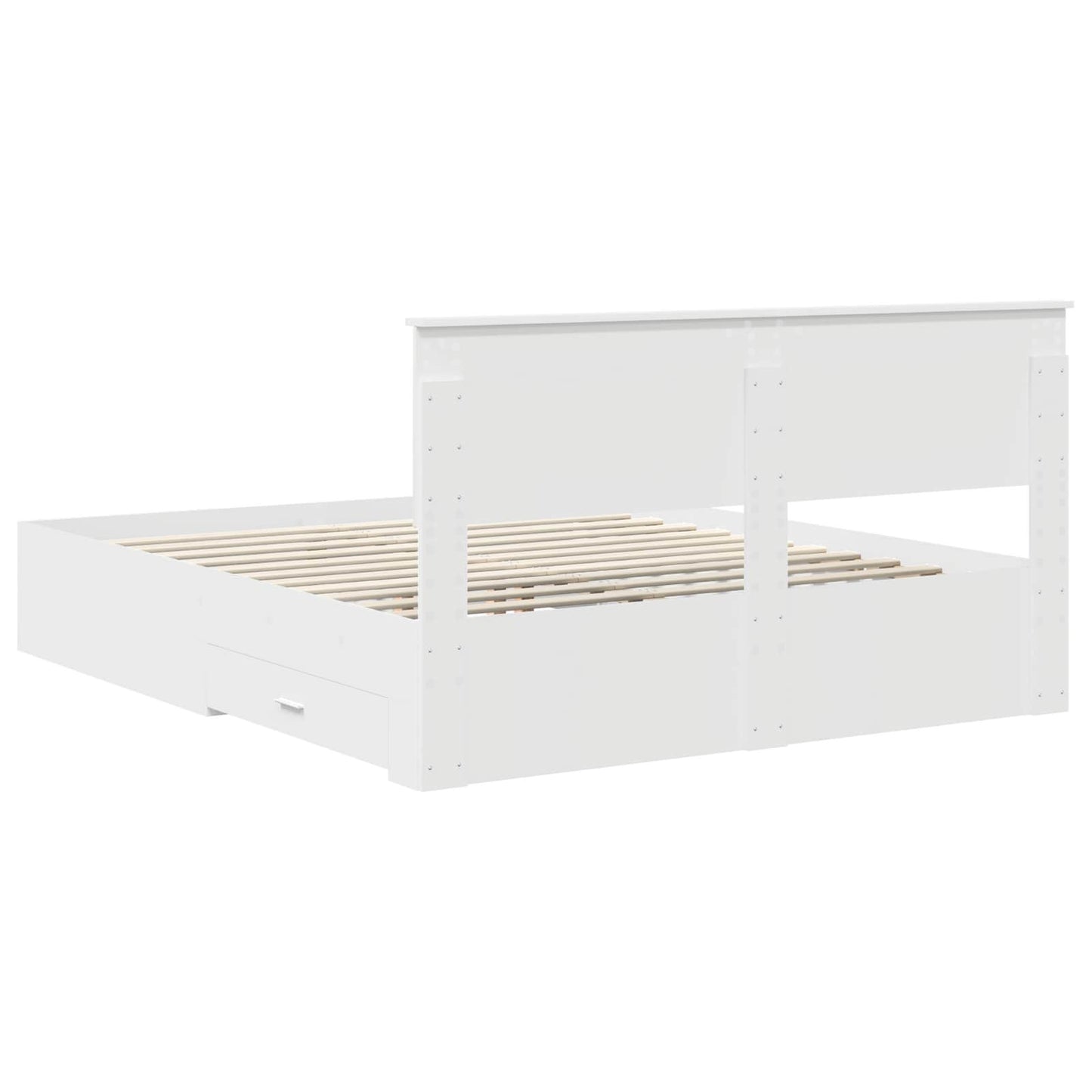 Sengestamme med skuff Hvit 160 x 200 cm Konstruert tre