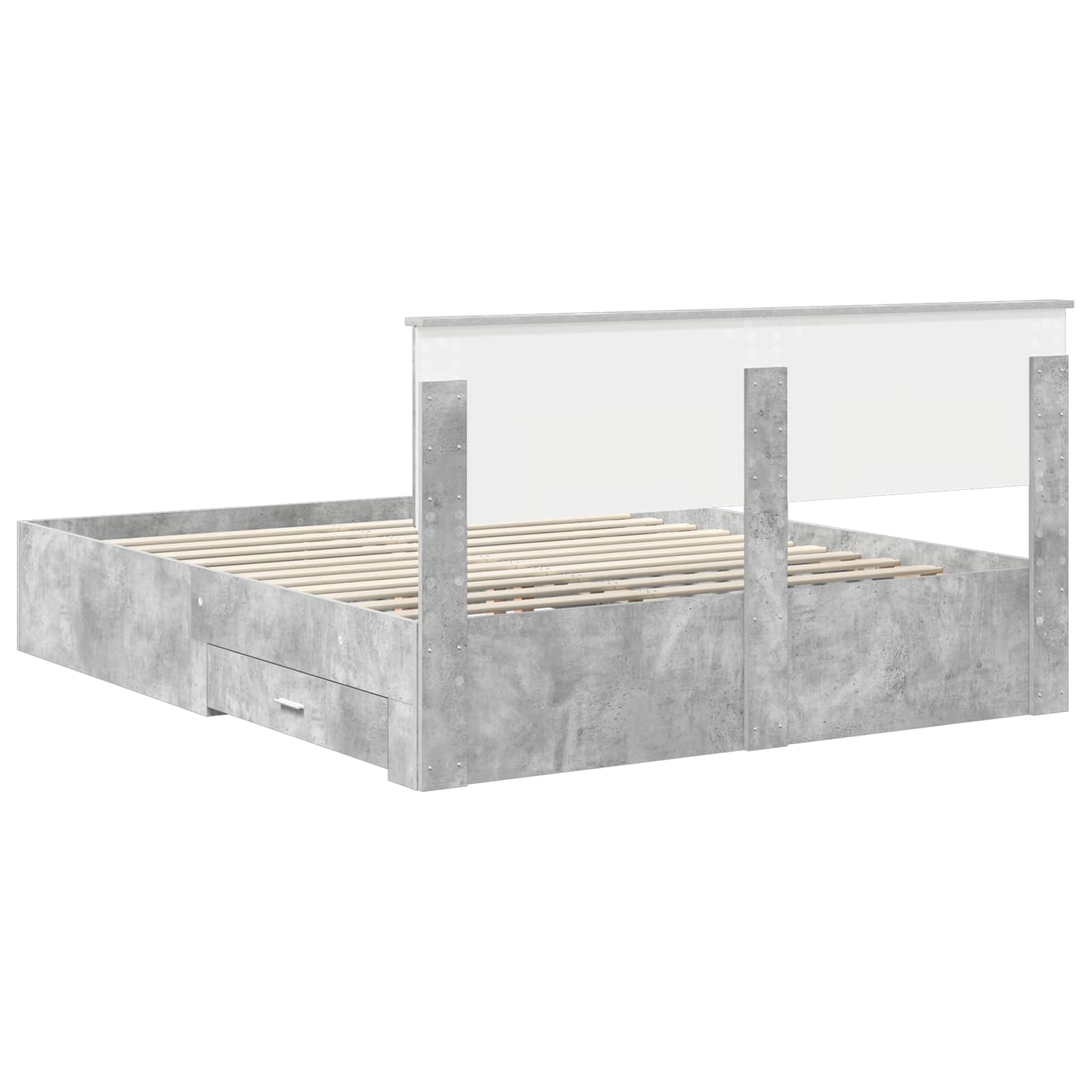 Sengestamme med skuff Betonggrå 160 x 200 cm Konstruert tre