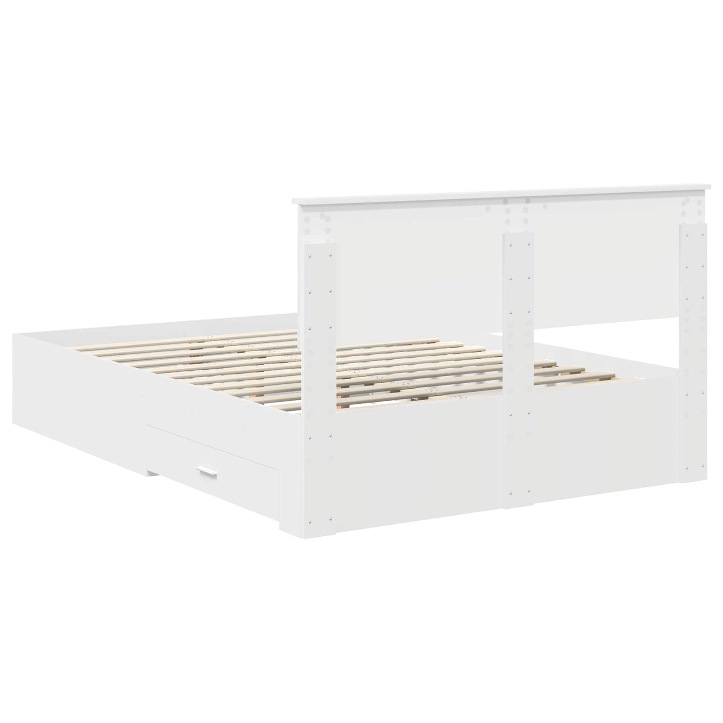 Sengestamme med skuff Hvit 140 x 190 cm Konstruert tre