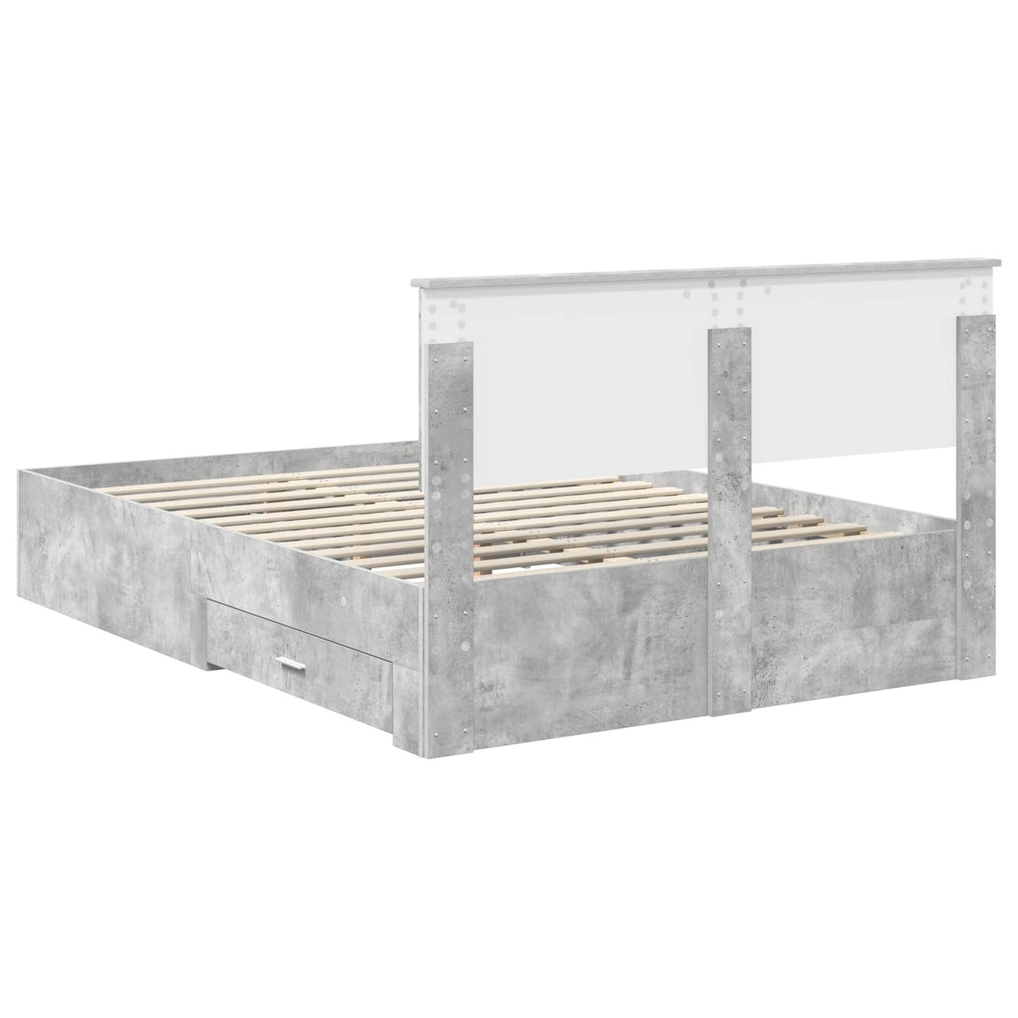 Sengestamme med skuff Betonggrå 140 x 190 cm Konstruert tre