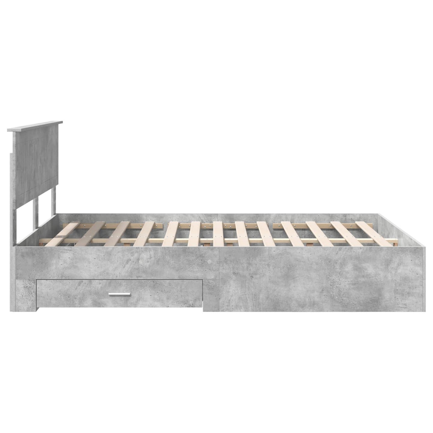 Sengestamme med skuff Betonggrå 140 x 190 cm Konstruert tre