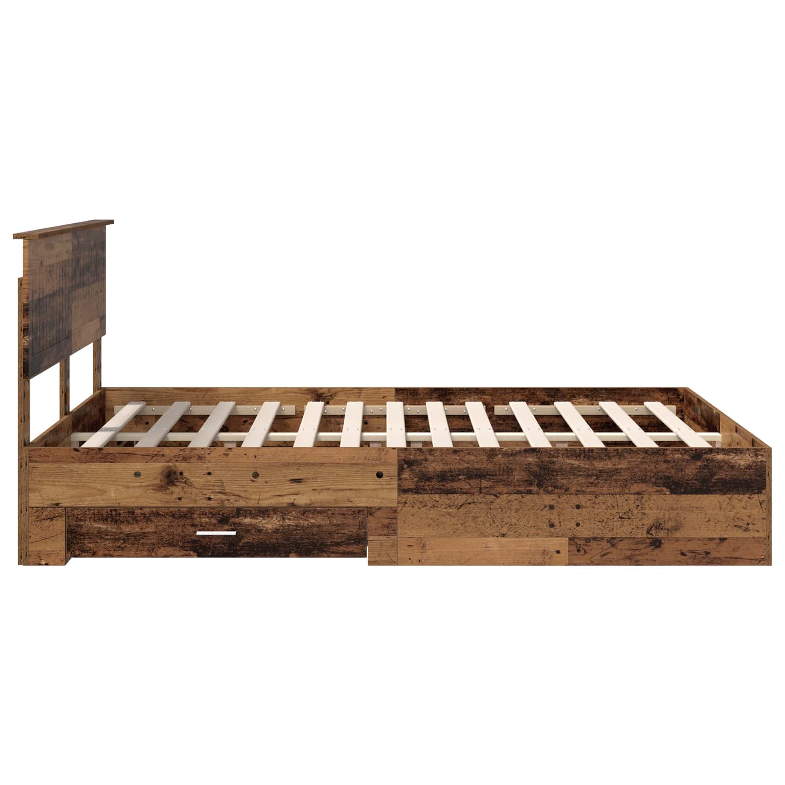 Sengestamme med skuff Gammelt tre 140 x 190 cm Konstruert tre