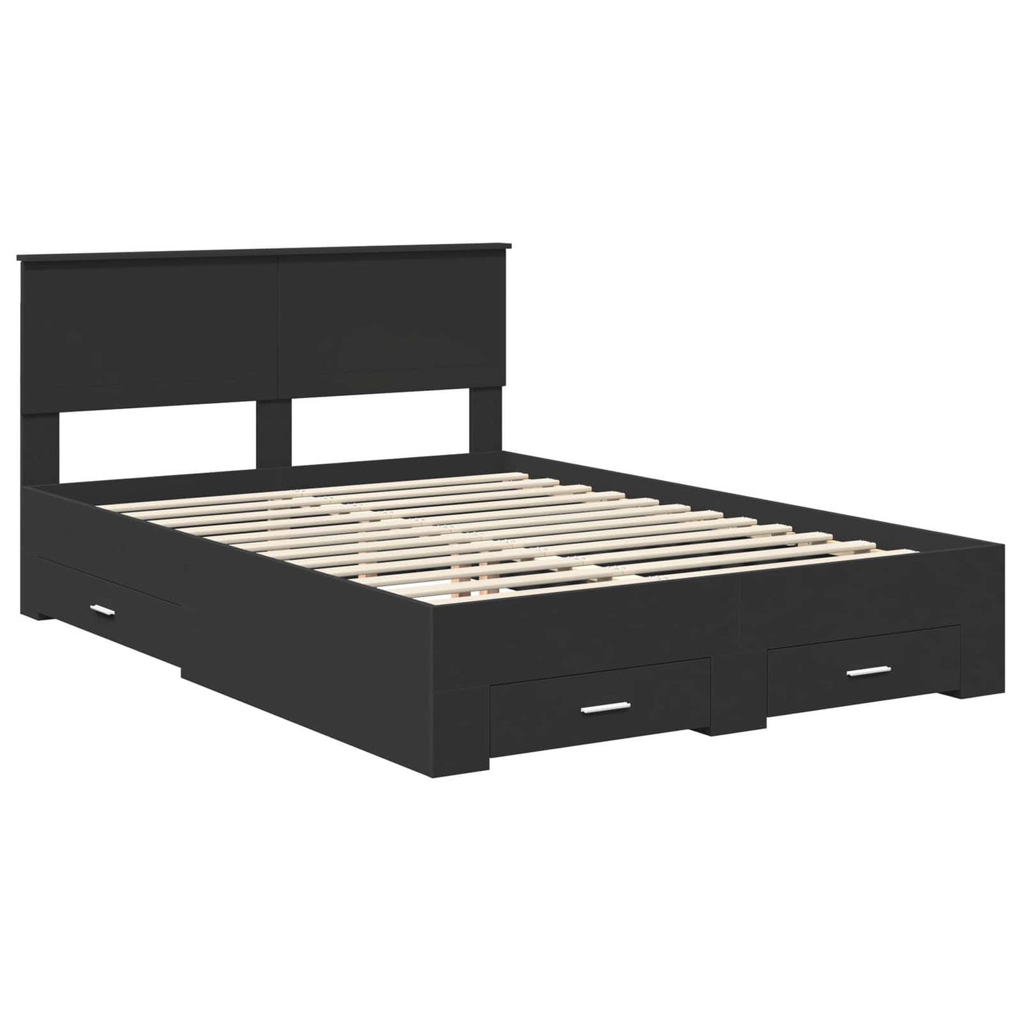 Sengestamme med skuff Svart 135 x 190 cm Konstruert tre