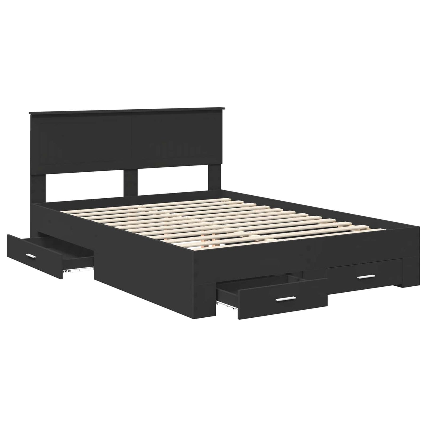 Sengestamme med skuff Svart 135 x 190 cm Konstruert tre