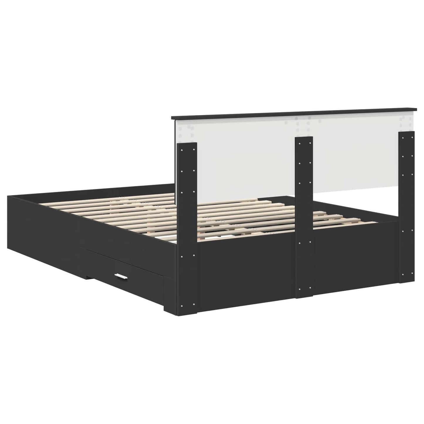 Sengestamme med skuff Svart 135 x 190 cm Konstruert tre