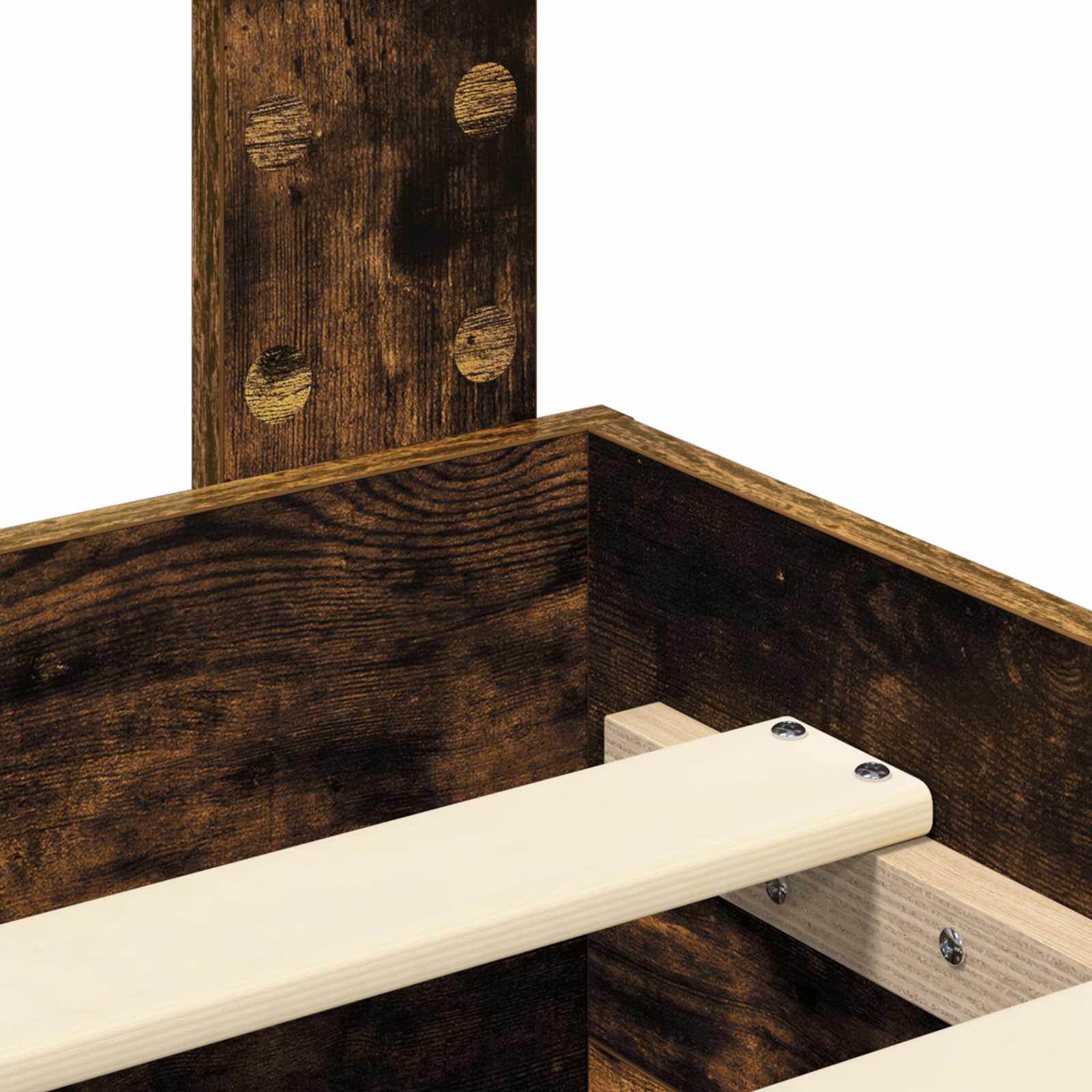 Sengestamme med hodegjerde Røkt eik 135 x 190 cm Konstruert tre