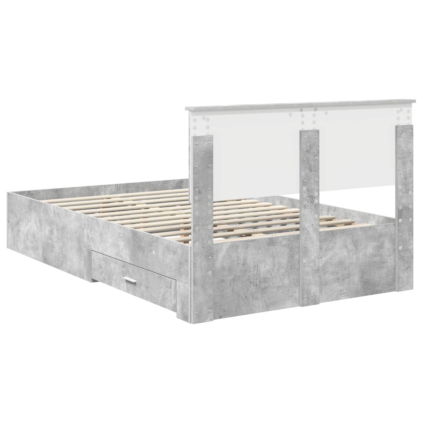 Sengestamme med skuff Betonggrå 120 x 190 cm Konstruert tre