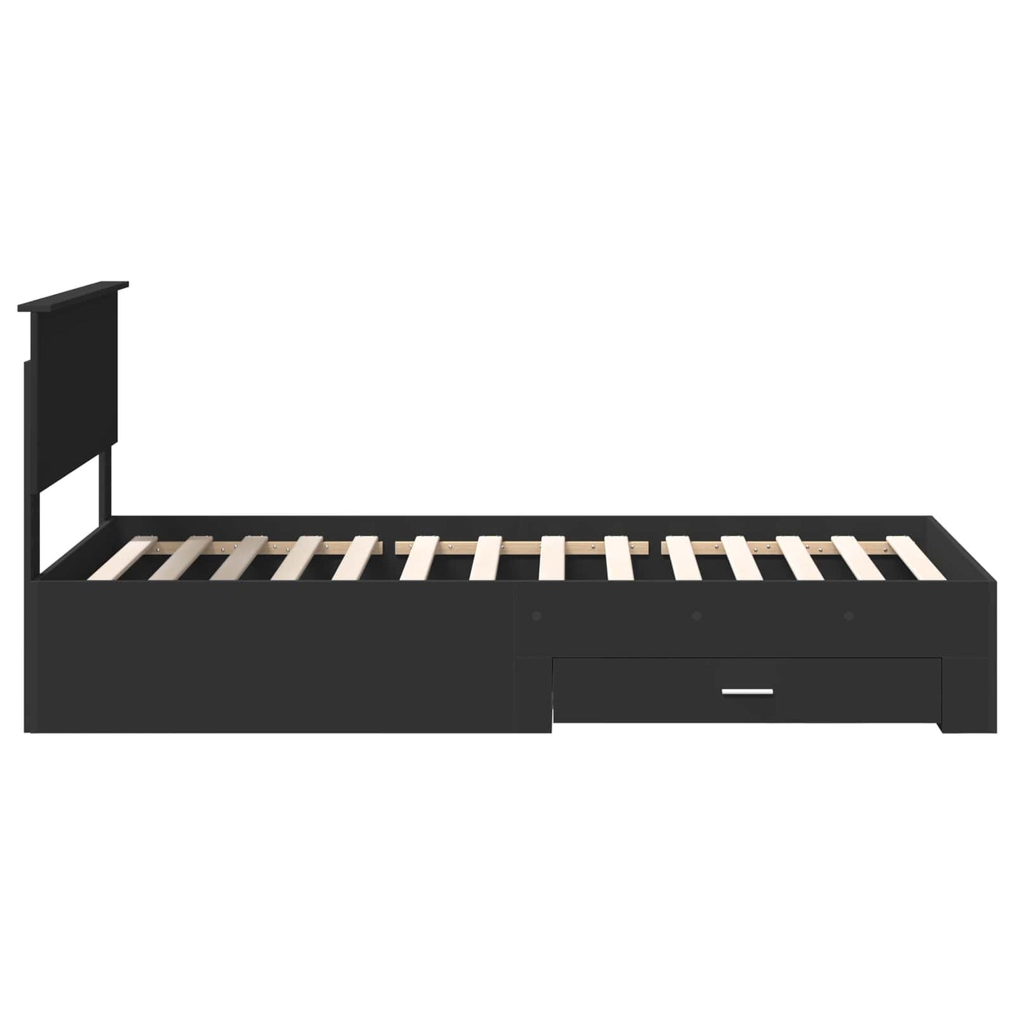 Sengestamme med skuff Svart og sølv 100 x 200 cm Konstruert tre